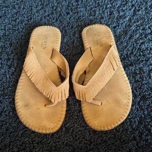 Lauren Ralph Lauren Tan Suede Fringe Sandals